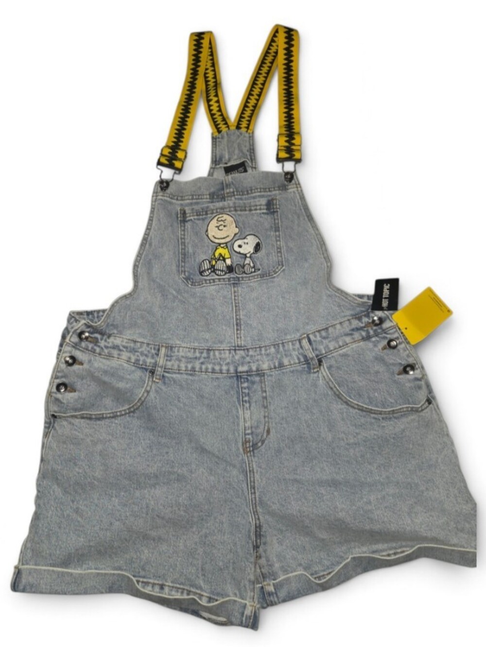 New W Tags Peanuts Charlie Brown Snoopy Size 2 (PLUS) Denim Overall Shorts